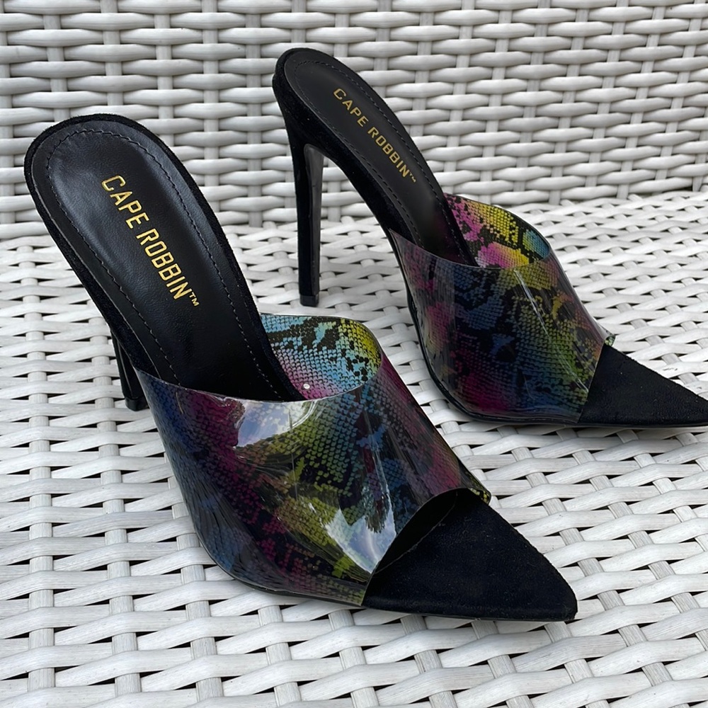 Cape Ribbon- Peep Toe Mule /Stilettos size 6 NWOT